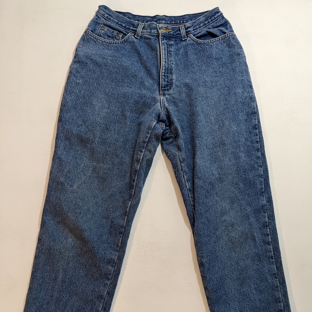 Vintage LL Bean Double L Flannel Line Jeans Women 14 Relaxed Fit Blue High Waist